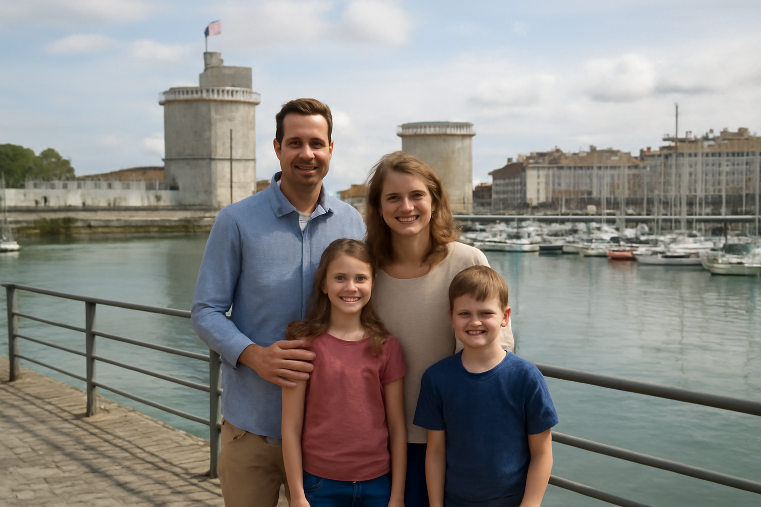 famille sur le vieux port de La Rochelle